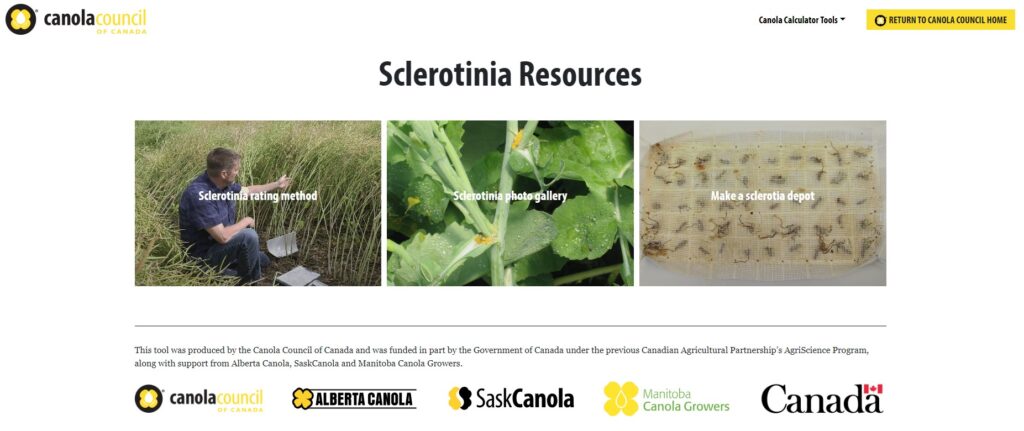sclerotinia risk assessment tool's resources